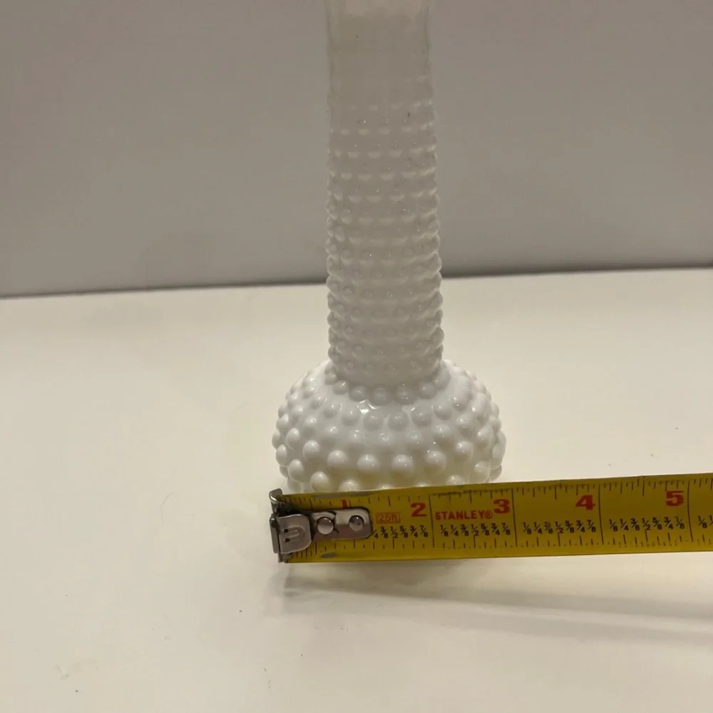E.O. Brody Co. White Milk Glass Hobnail Bud Vase